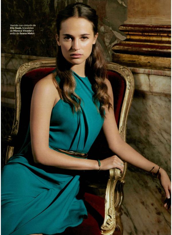 Alicia Vikander wearing Baja bracelet and Diva cuff in S Moda