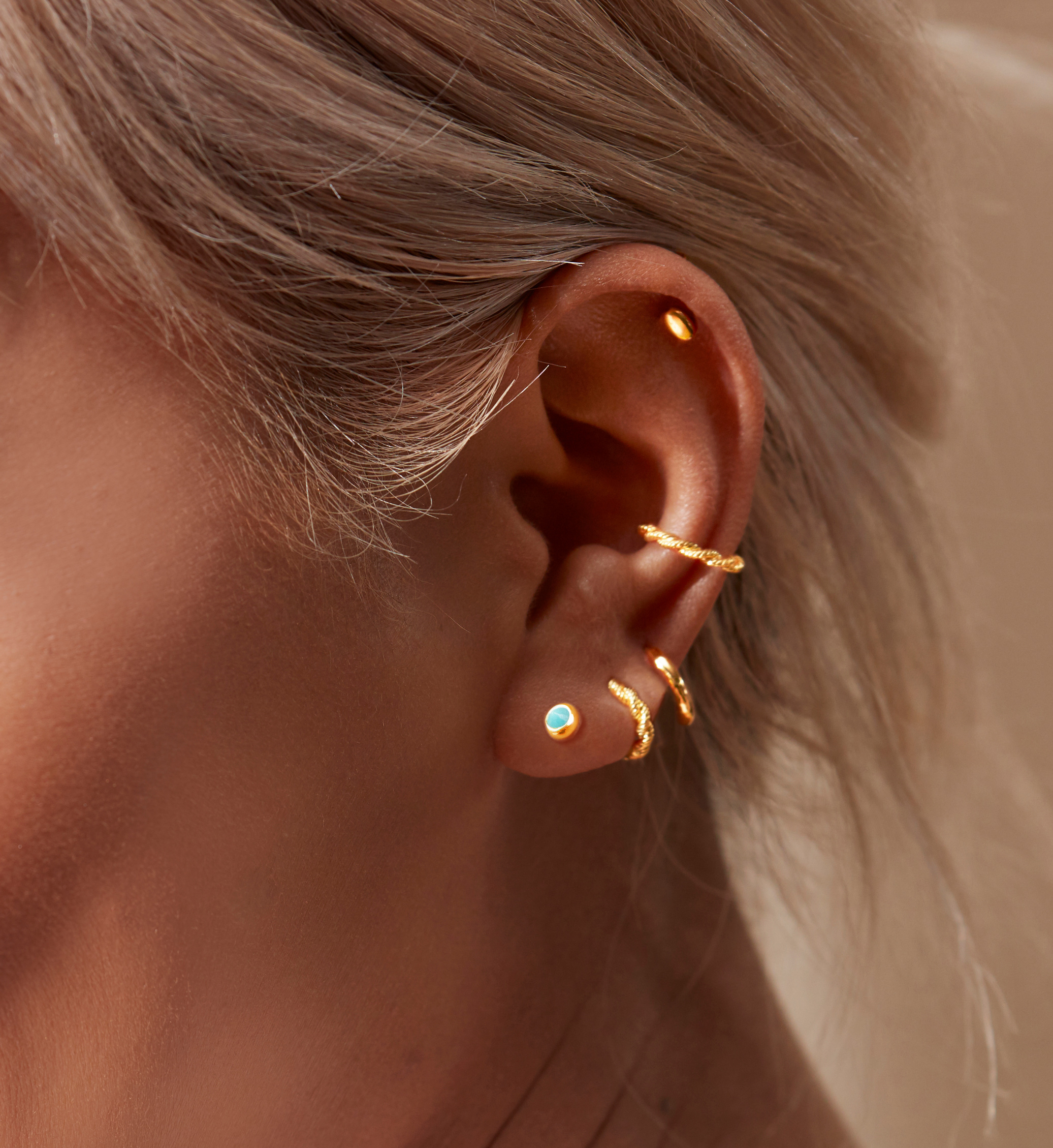 Mini Gem Stud Earrings in 18ct Gold Vermeil on Sterling Silver and