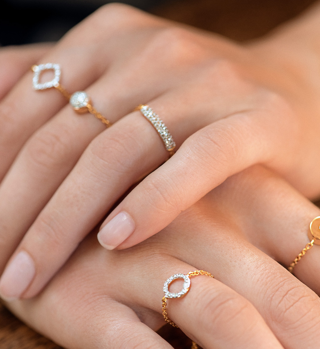 Riva Mini Kite Adjustable Friendship Diamond Ring in 18ct Rose