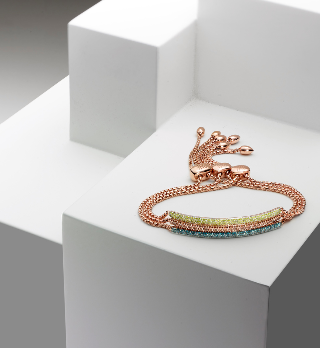 Rose Gold Vermeil Stellar Mini Bar Bracelet - Champagne Diamond Still Life