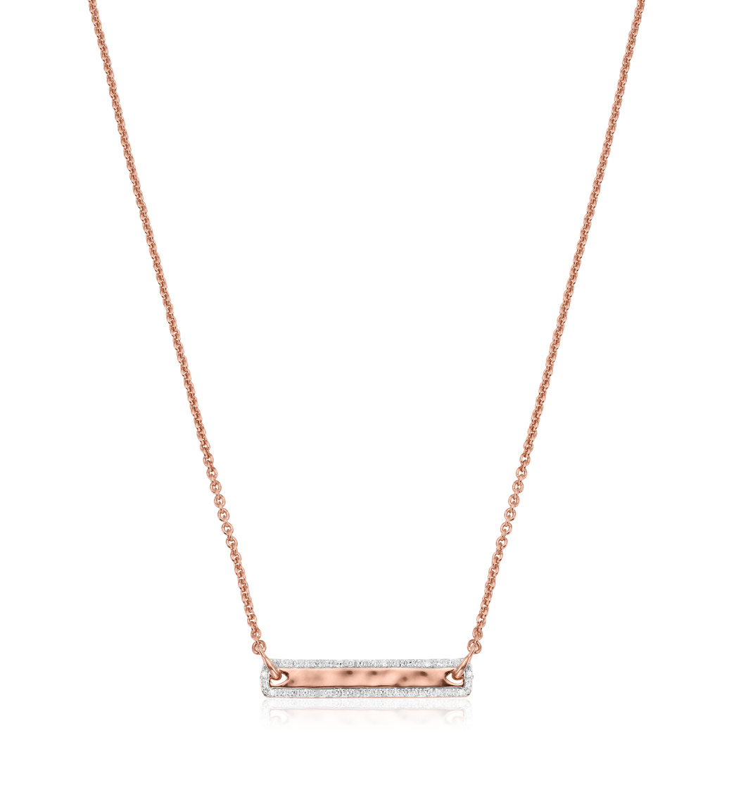 Rose Gold Vermeil Havana Tiny Bar Diamond Necklace - Diamond - Monica Vinader