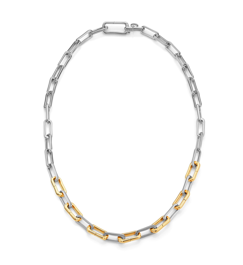 Gold Vermeil Alta Capture Mixed Metal Charm Necklace - Monica Vinader