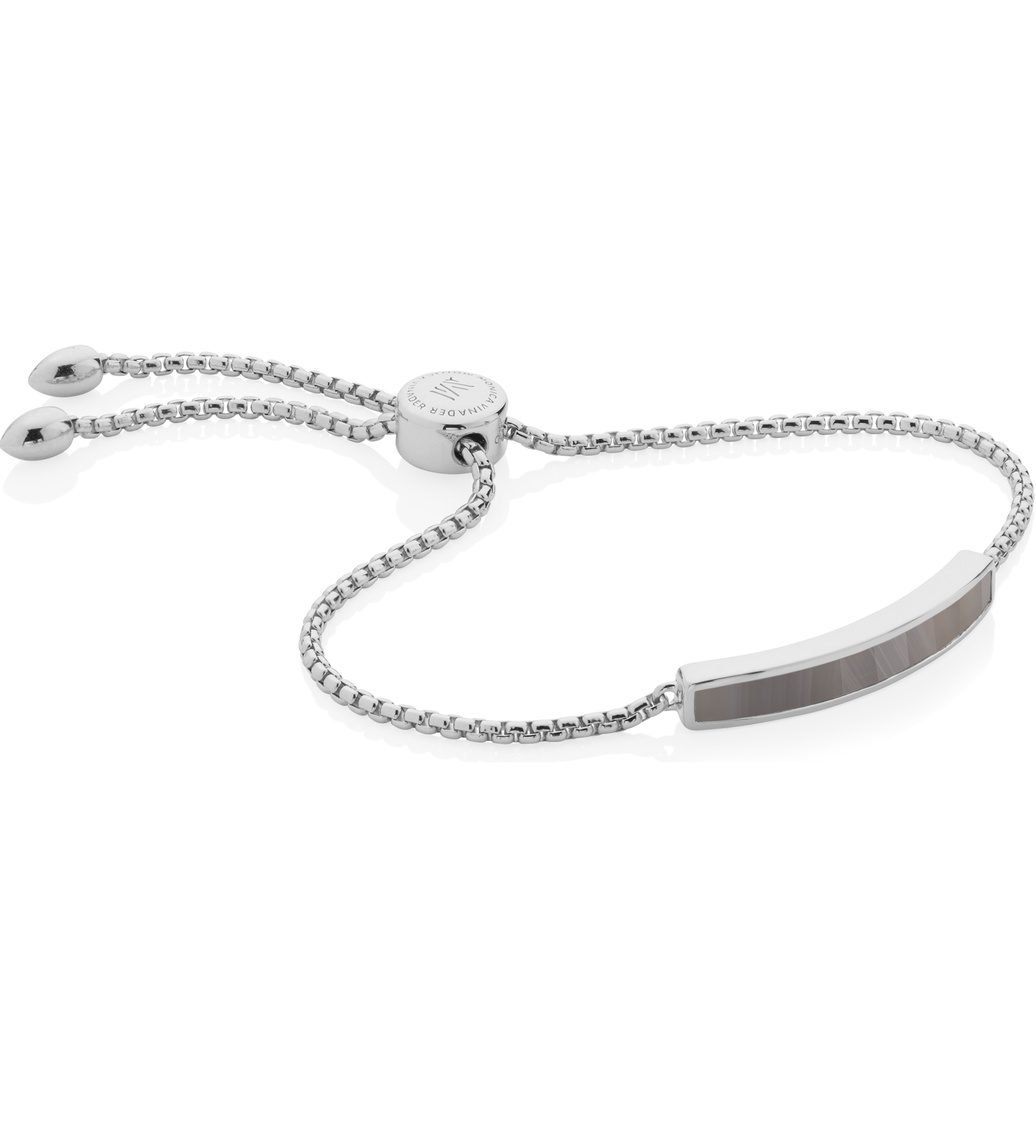 Sterling Silver Baja Skinny Friendship Chain Bracelet - Grey Agate - Monica Vinader