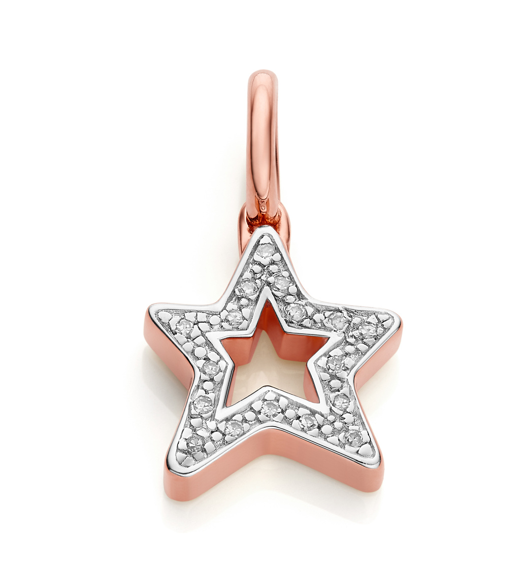 Rose Gold Vermeil Alphabet Star Diamond Pendant Charm - Diamond - Monica Vinader