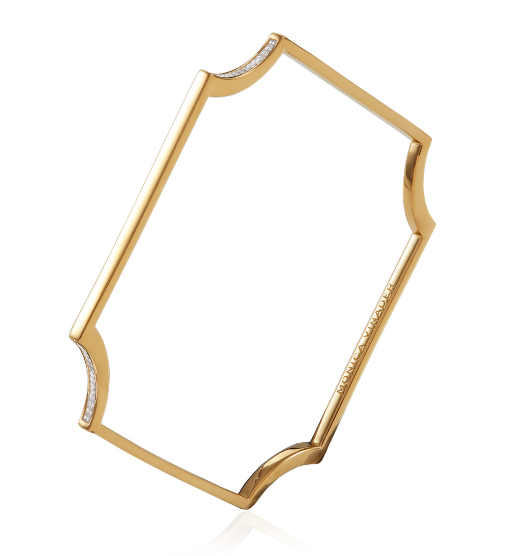 Gold Vermeil Signature Fixed Diamond Bangle - Diamond - Monica Vinader