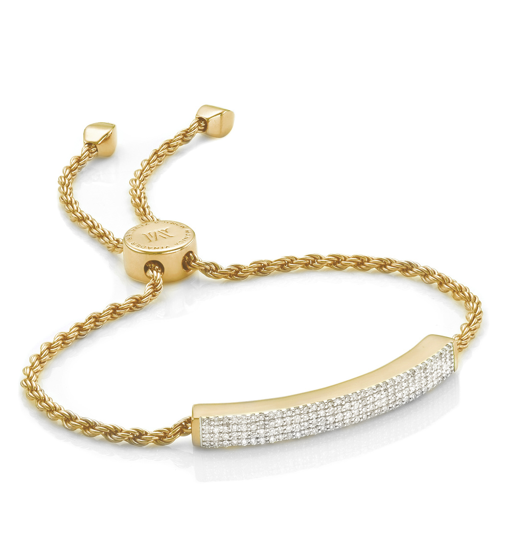 Gold Vermeil Linear Pave Diamond Bracelet - Diamond - Monica Vinader