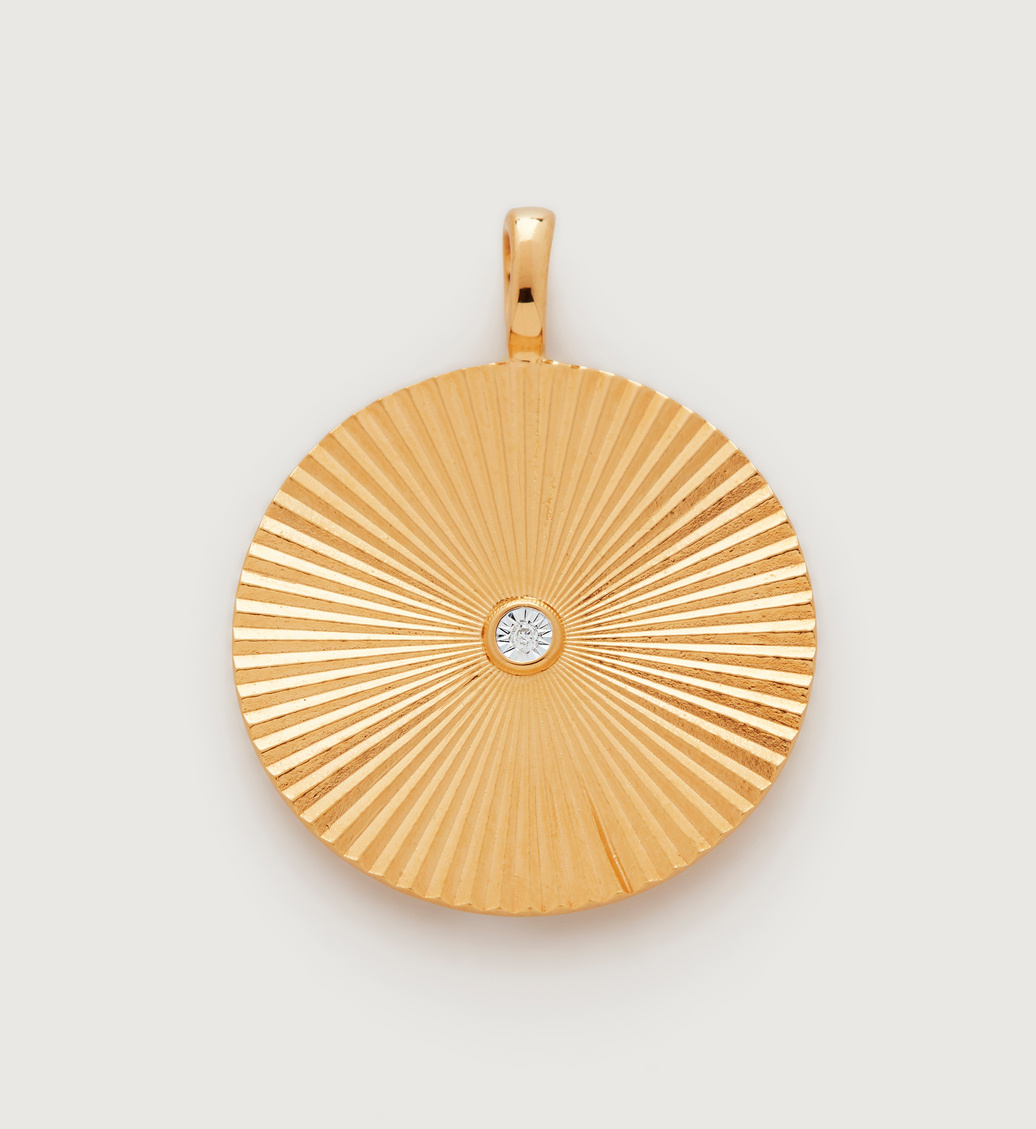 Gold Vermeil Disco Round Diamond Pendant - Diamond - Monica Vinader