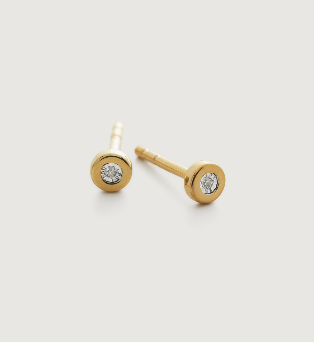 Gold Vermeil Linear Diamond Stud Earrings - Diamond - Monica Vinader