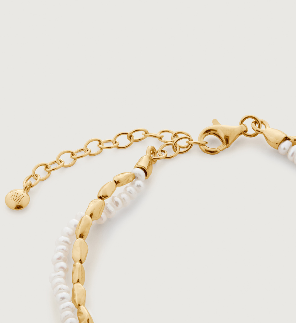 Gold Vermeil Mini Nugget Pearl Beaded Bracelet - Seed Pearls - Monica Vinader