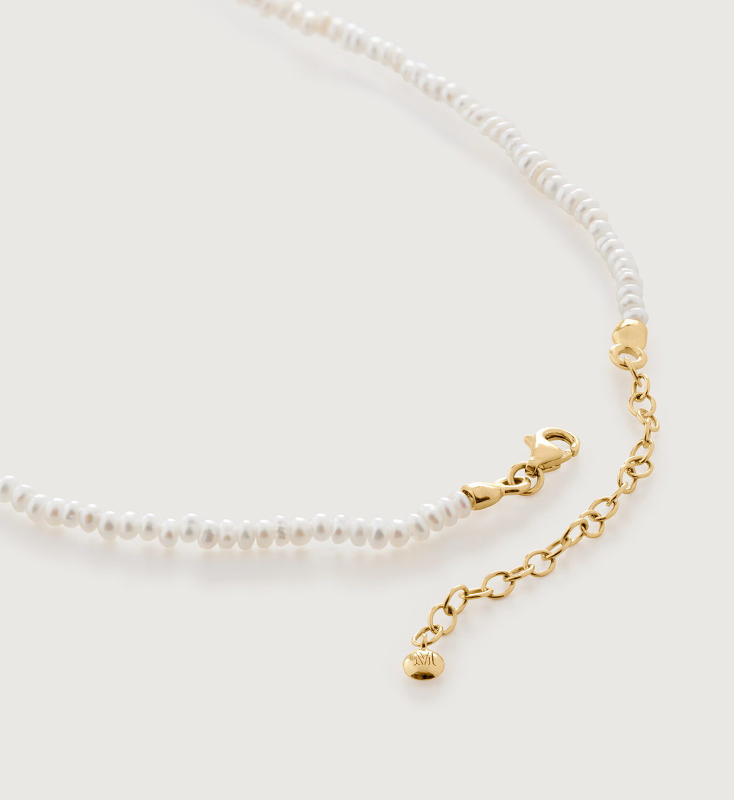 Gold Vermeil Mini Nugget Pearl Beaded Necklace Adjustable 41-46cm/16-18" - Seed Pearls - Monica Vinader