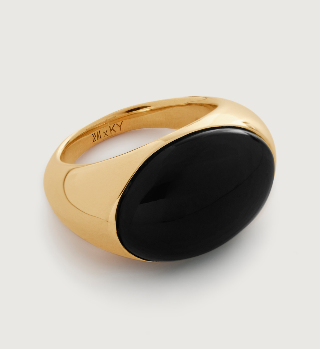 Gold Vermeil Kate Young Gemstone  Ring - Black Onyx - Monica Vinader