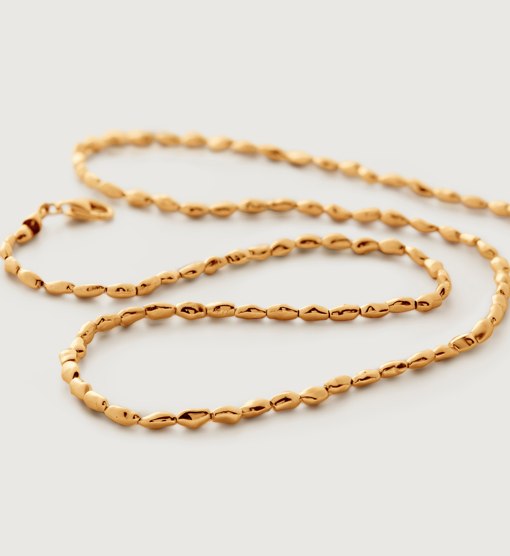 Gold Vermeil Mini Nugget Necklace Adjustable 41-46/16-18" - No Stone - Monica Vinader