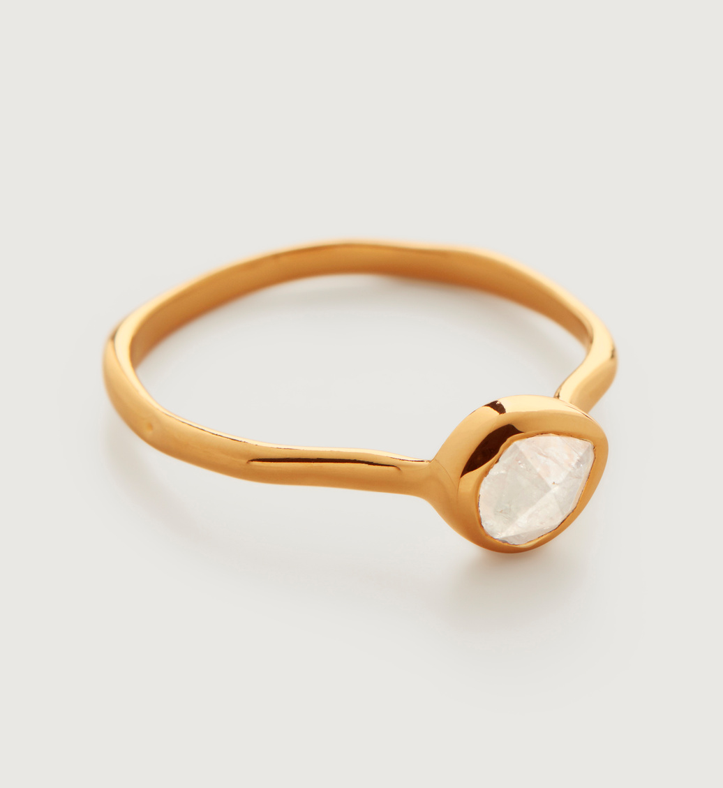 Gold Vermeil Siren Small Stacking Ring - Moonstone - Monica Vinader