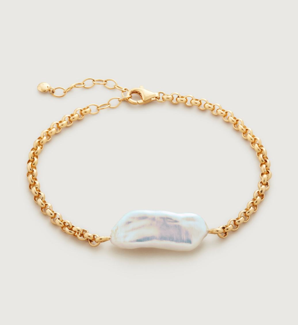 Gold Vermeil Nura Biwa Pearl Bracelet - Pearl - Monica Vinader