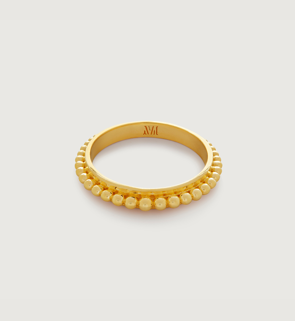 Gold Vermeil Deia Beaded Stacking Ring - Monica Vinader