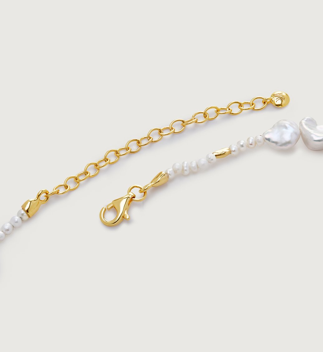 Pearl Scatter Necklace Adjustable 41-46cm/16-18' in 18k Gold