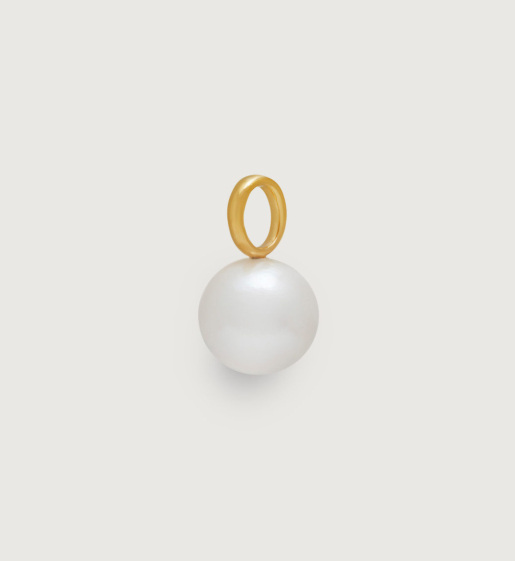 Gold Vermeil Nura Round Pearl Pendant Charm - Pearl - Monica Vinader