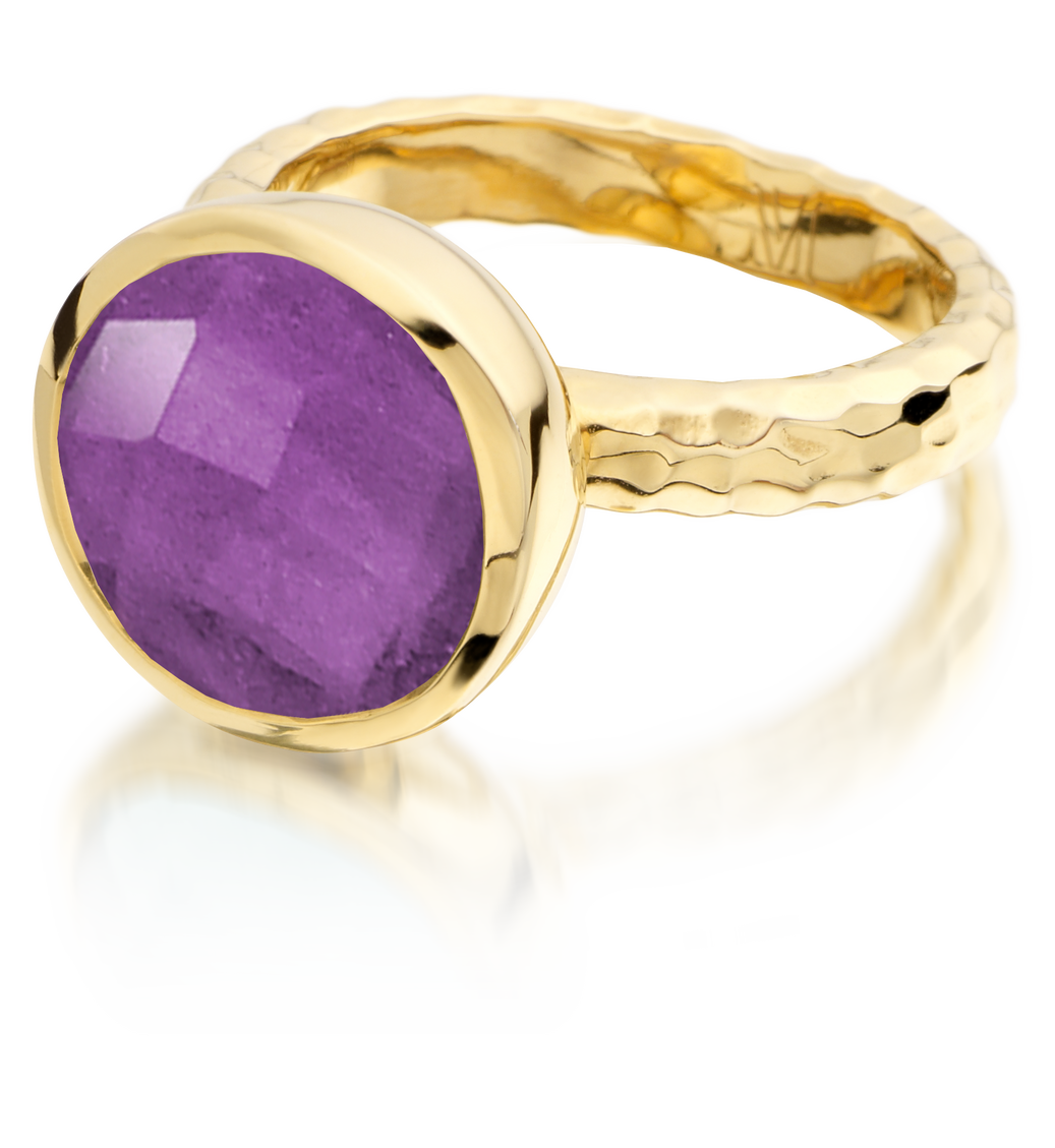Gold Vermeil Medina Facet Ring - Amethyst - Monica Vinader