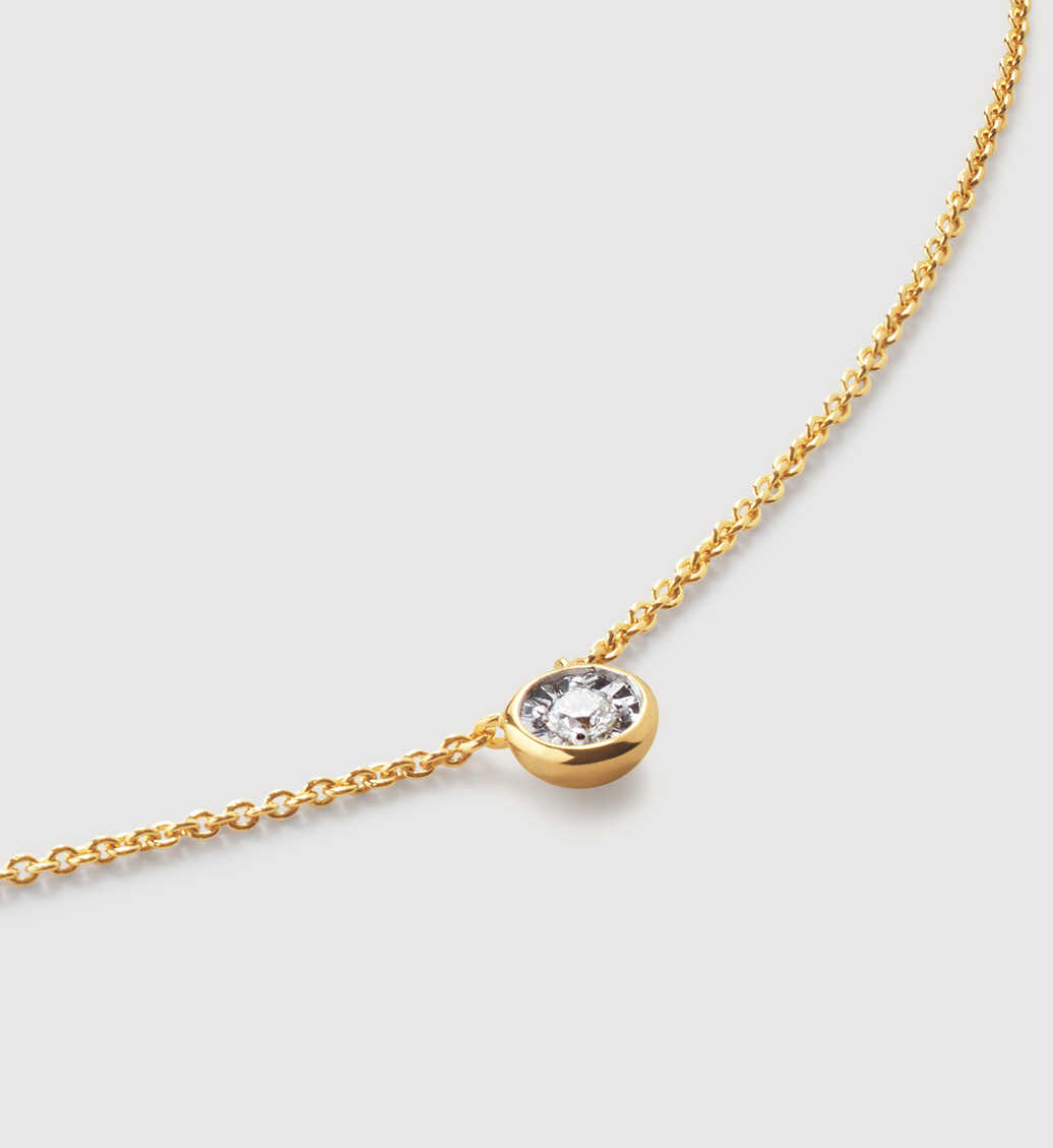 Gold Vermeil Lab Grown Diamond Solitaire Chain Necklace Adjustable 41-46cm/16-18' - Lab Grown Diamond - Monica Vinader
