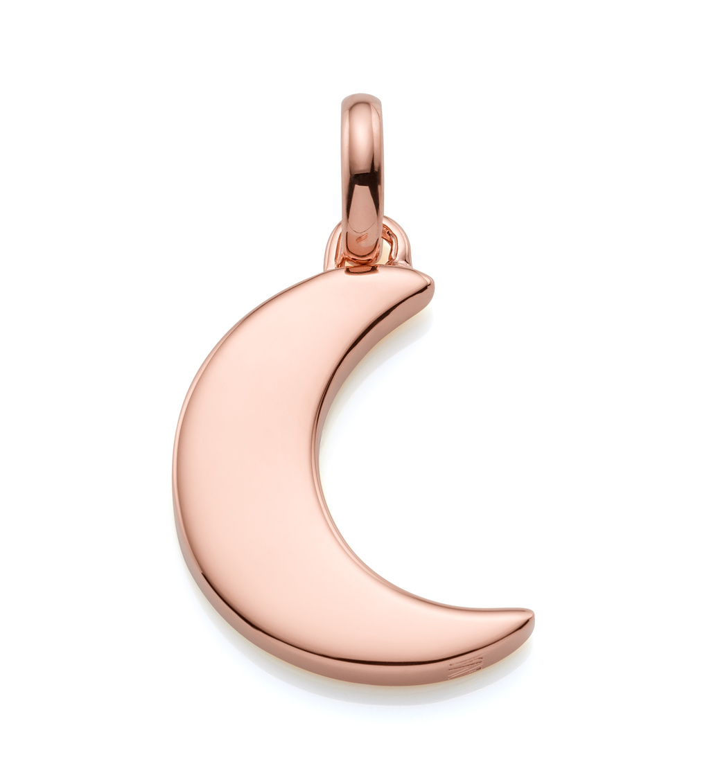 Rose Gold Vermeil Alphabet Moon Pendant Charm - Monica Vinader