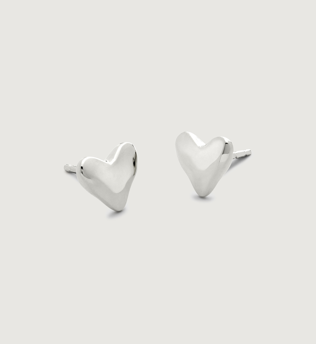 Sterling Silver Heart Stud Earrings - Monica Vinader