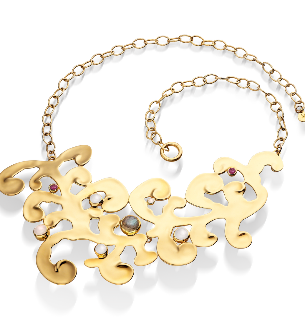 Gold Vermeil Lace Necklace - Moonstone - Monica Vinader