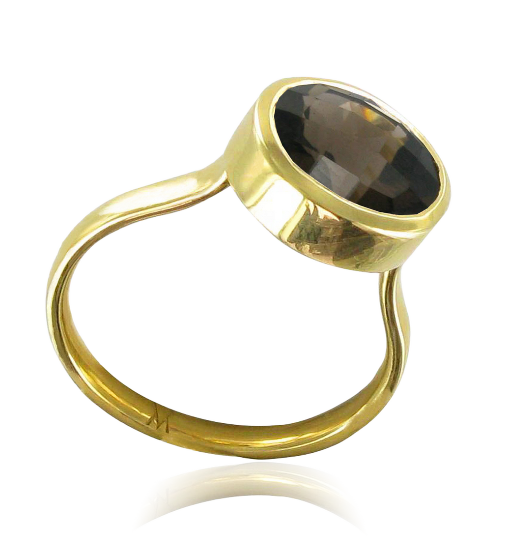Gold Vermeil Candy Oval Ring - Smoky Quartz - Monica Vinader
