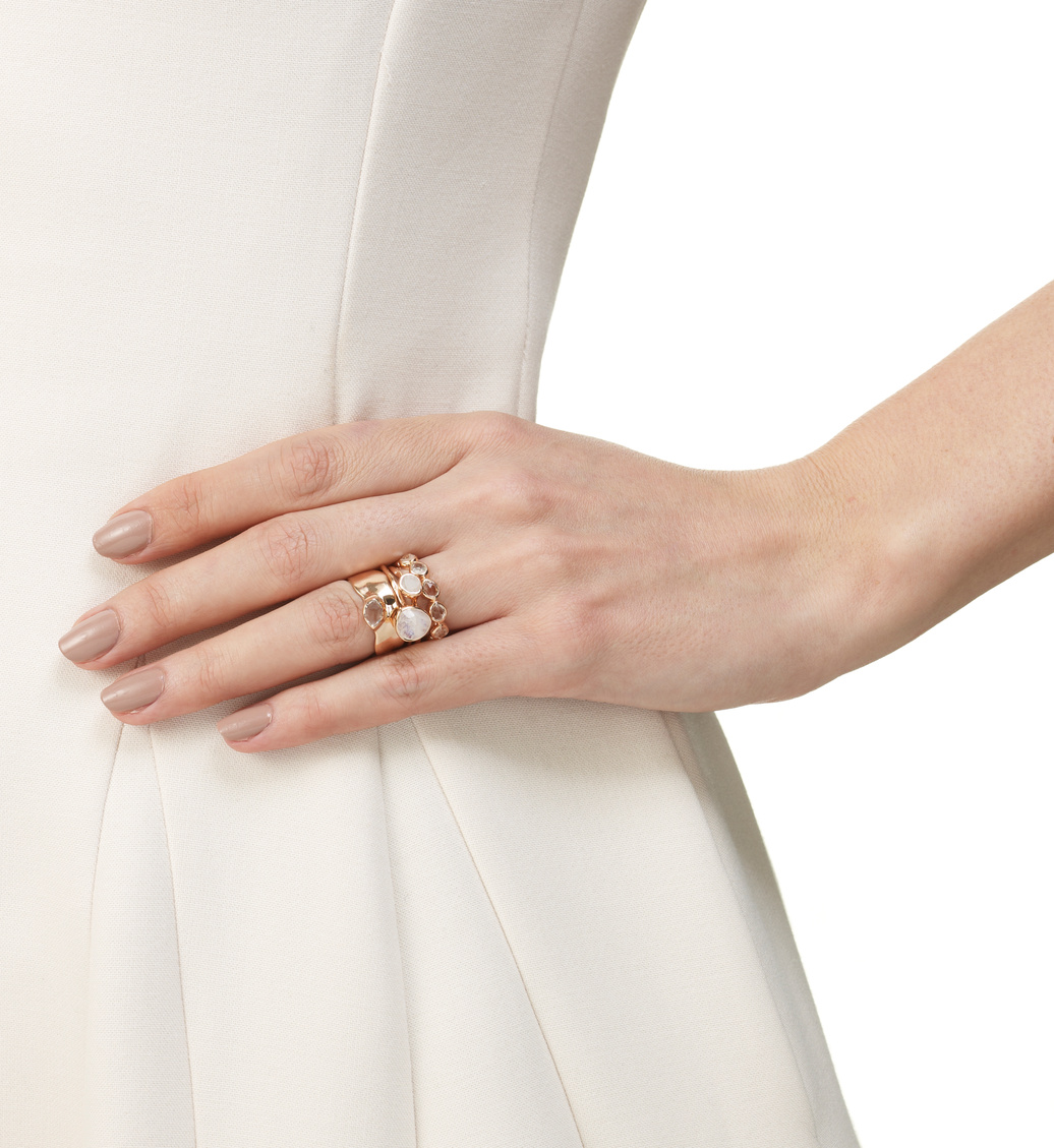 Rose Gold Vermeil Siren Eternity Ring Small - Rock Crystal Stack