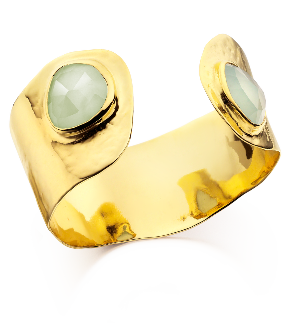 Gold Vermeil Siren Cuff - Aqua Chalcedony - Monica Vinader