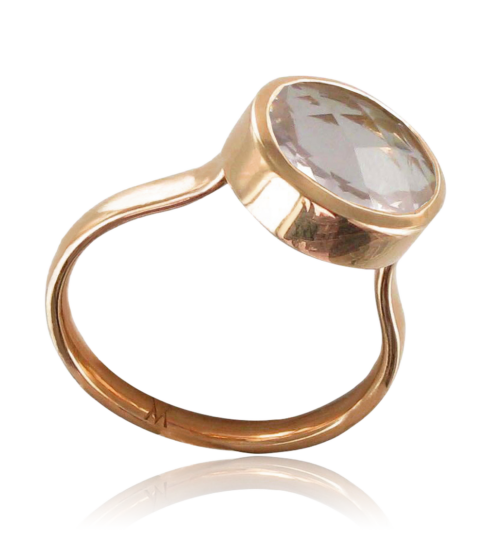 Rose Gold Vermeil Candy Oval Ring - Rose Quartz - Monica Vinader