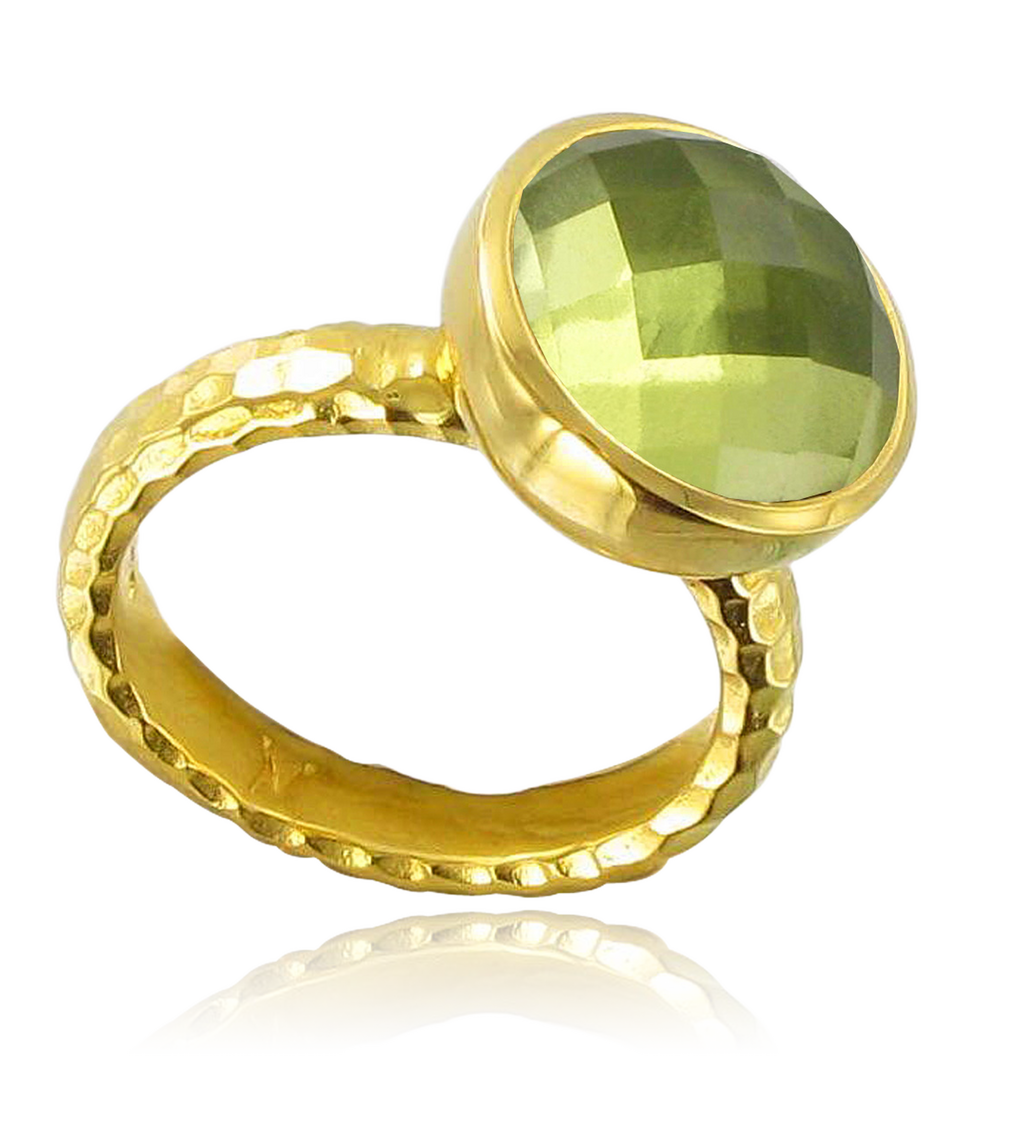 Gold Vermeil Medina Facet Ring - Lemon Quartz - Monica Vinader