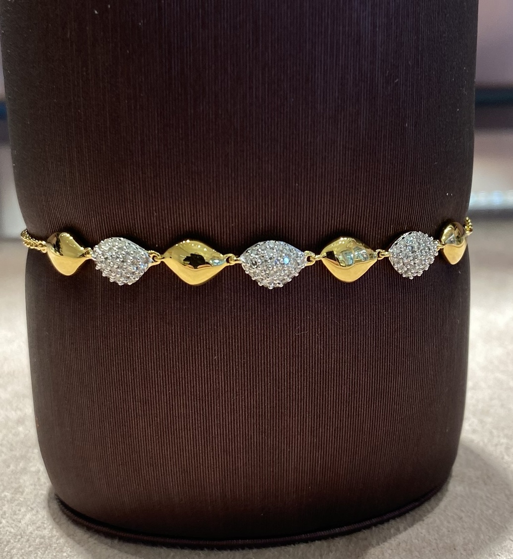 Gold Vermeil Nura Teardrop Mix Link Bracelet - Diamond - Monica Vinader