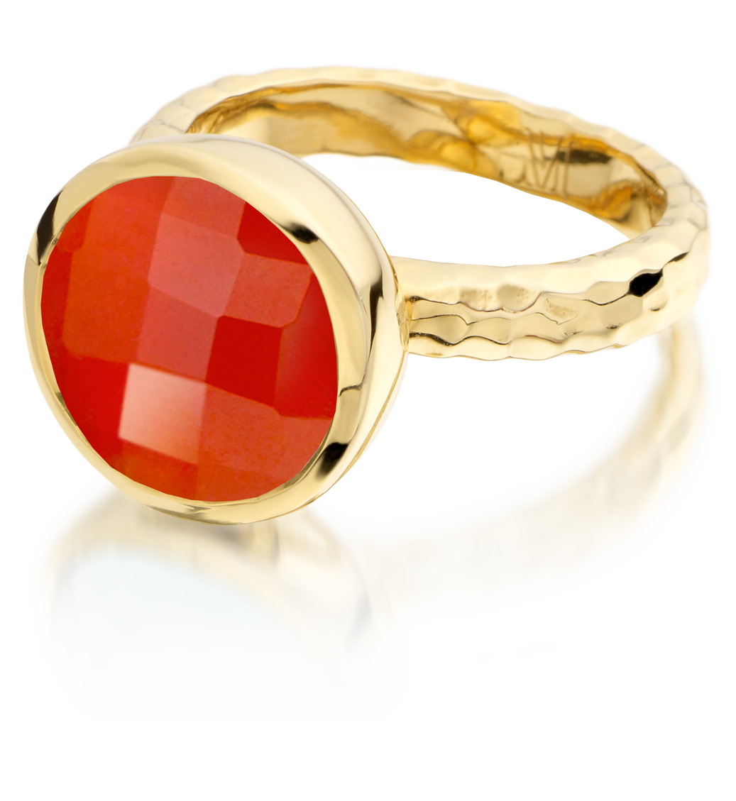 Gold Vermeil Medina Facet Ring - Carnelian - Monica Vinader