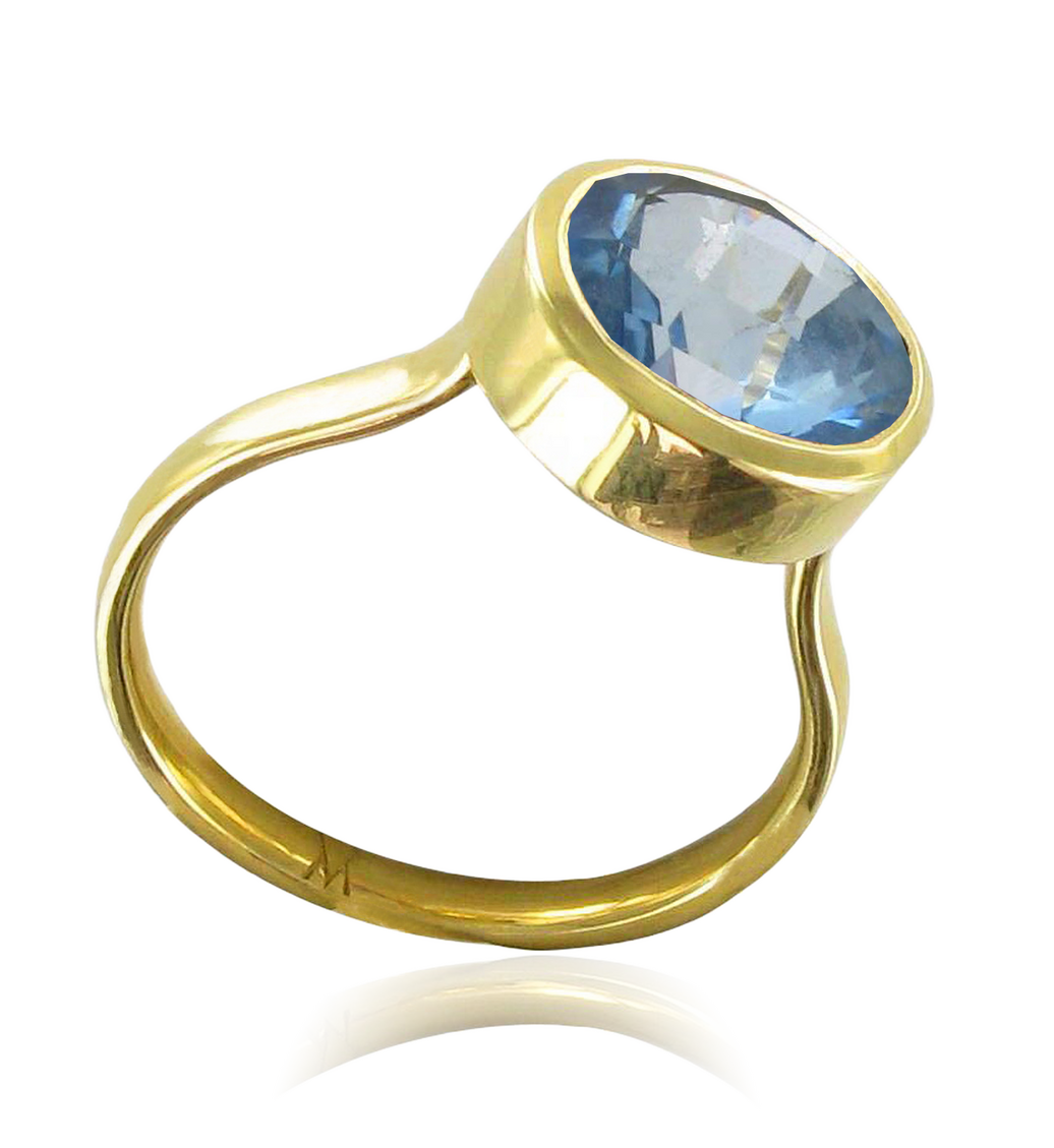 Gold Vermeil Candy Oval Ring - Swiss Blue Quartz - Monica Vinader