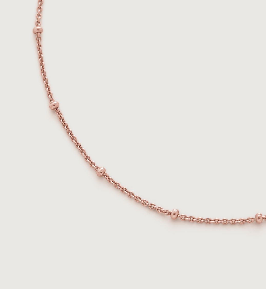 Rose Gold Vermeil Fine Beaded Chain Necklace 41-46cm/16-18" - Monica Vinader