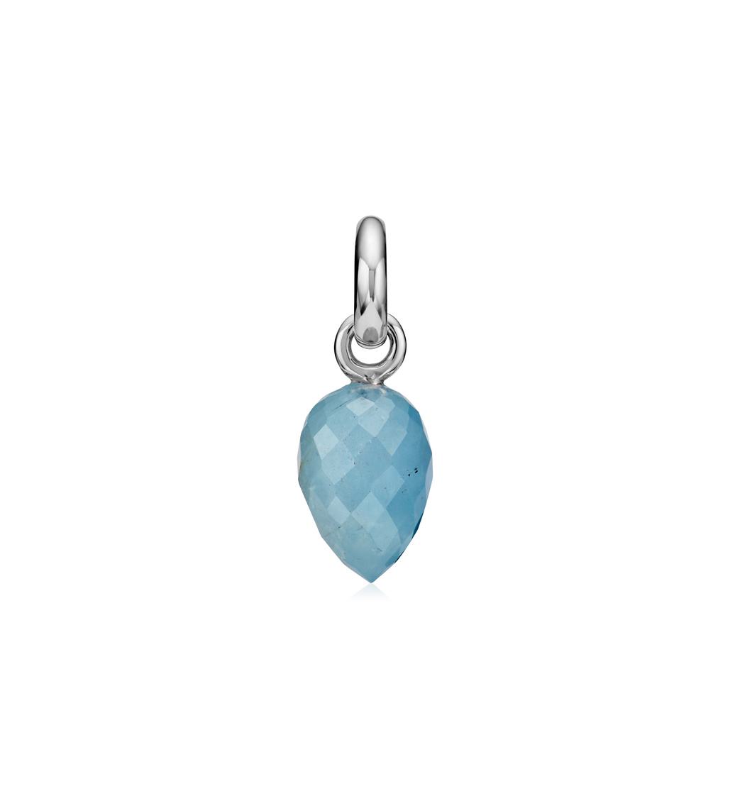 Sterling Silver Fiji Bud Gemstone Pendant Charm - Aquamarine - Monica Vinader