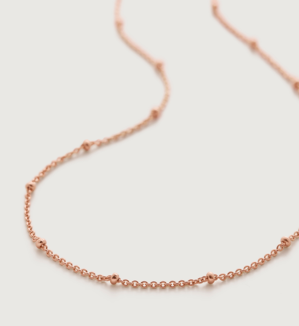 Rose Gold Vermeil Fine Beaded Chain Necklace 53-61cm/21-24" - Monica Vinader