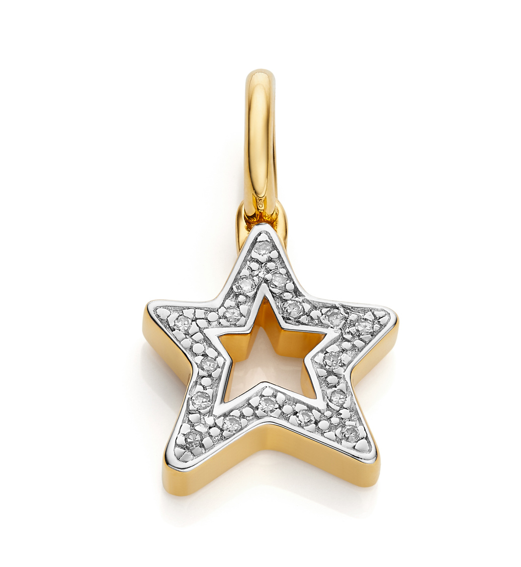 Gold Vermeil Alphabet Star Diamond Pendant Charm - Diamond - Monica Vinader