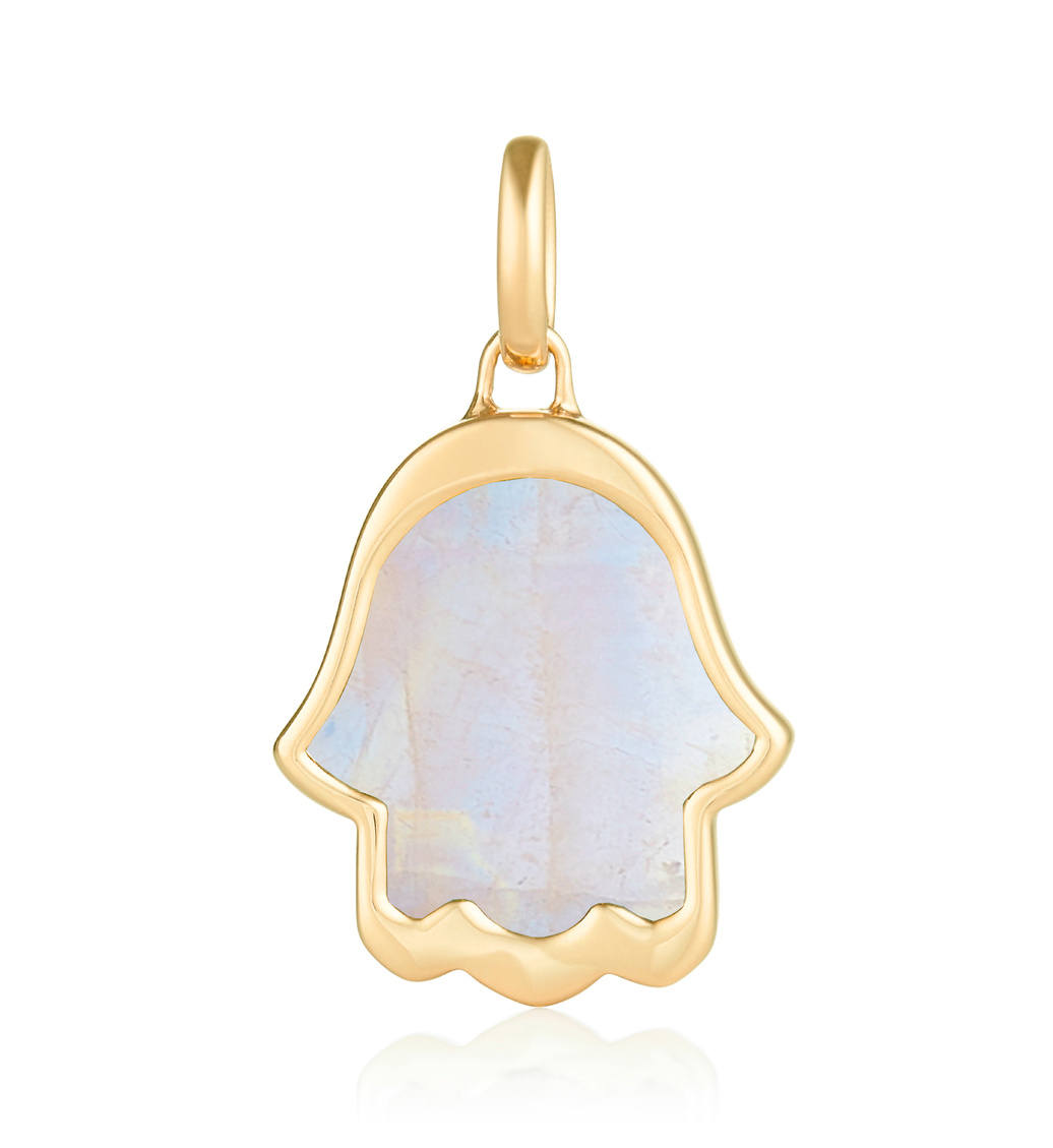 Gold Vermeil Atlantis Hamsa Pendant Charm - Moonstone - Monica Vinader
