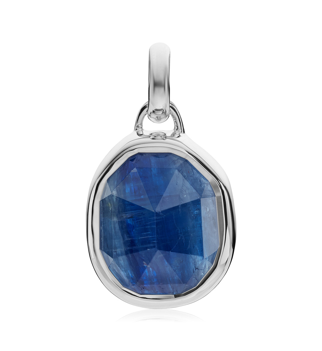 Sterling Silver Siren Medium Bezel Pendant Charm - Kyanite - Monica Vinader