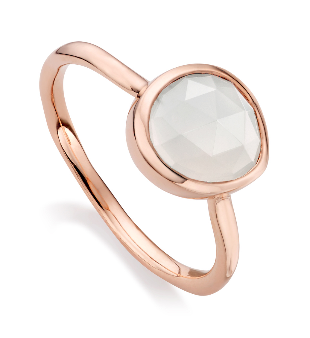 Rose Gold Vermeil Siren Small Ring - Moonstone - Monica Vinader