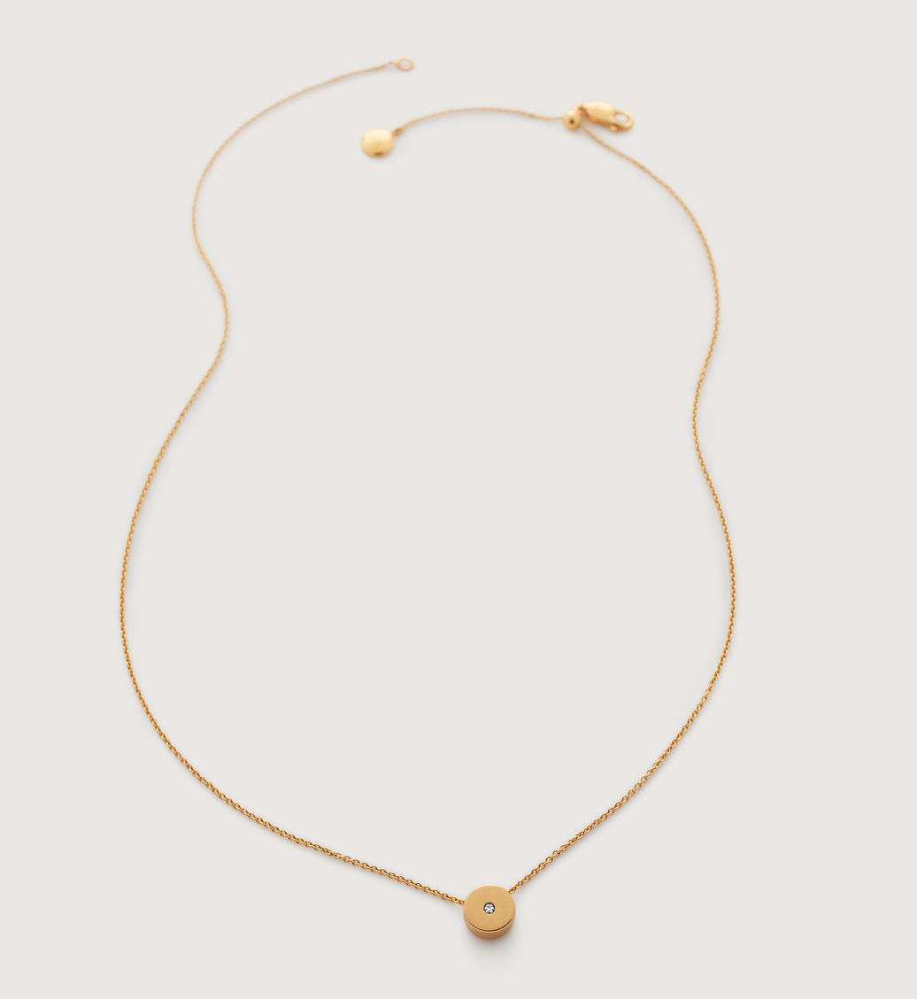 Gold Vermeil Linear Solo Diamond Necklace - Diamond - Monica Vinader