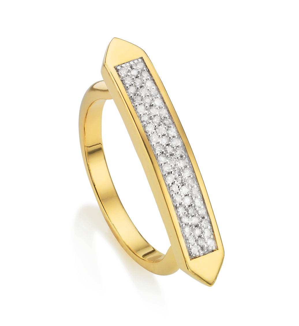 Gold Vermeil Baja Skinny Ring - Diamond - Monica Vinader