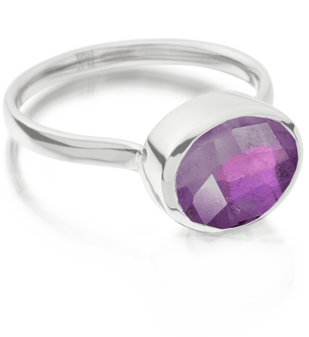 Sterling Silver Candy Oval Ring - Amethyst - Monica Vinader
