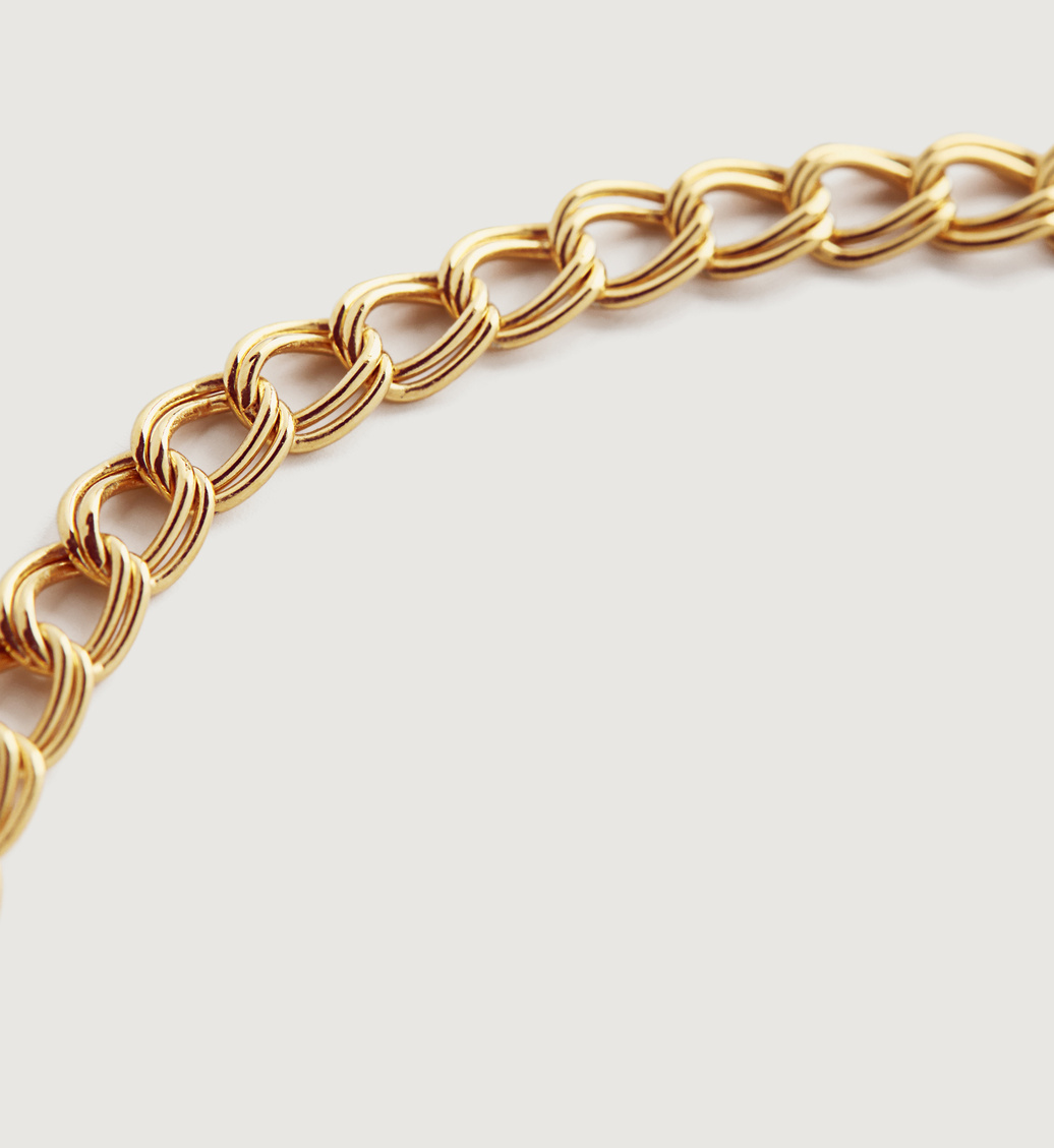 Gold Vermeil Groove T Bar Necklace 46cm/18" - Monica Vinader