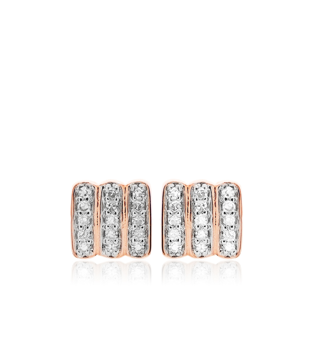Rose Gold Vermeil Skinny Stud Earrings - Diamond - Monica Vinader