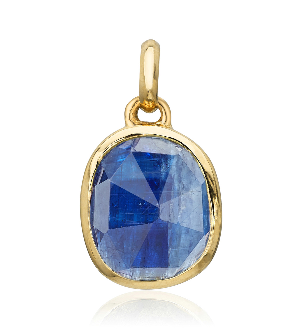 Gold Vermeil Siren Medium Bezel Pendant Charm - Kyanite - Monica Vinader