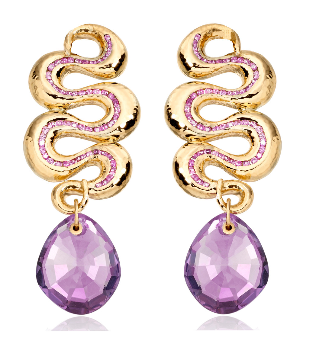 18ct Juno Earrings - Pink Sapphire - Monica Vinader