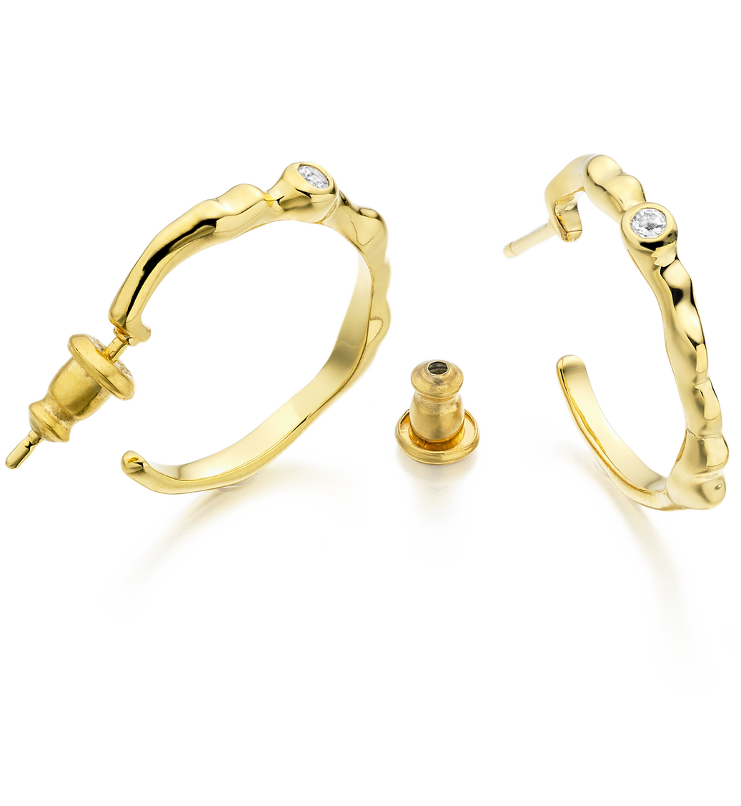 Gold Vermeil Siren Hoop Earring - White Topaz - Monica Vinader