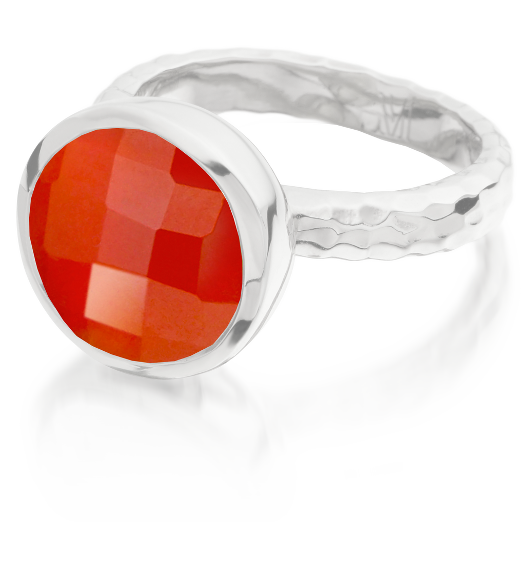 Sterling Silver Medina Facet Ring - Carnelian - Monica Vinader